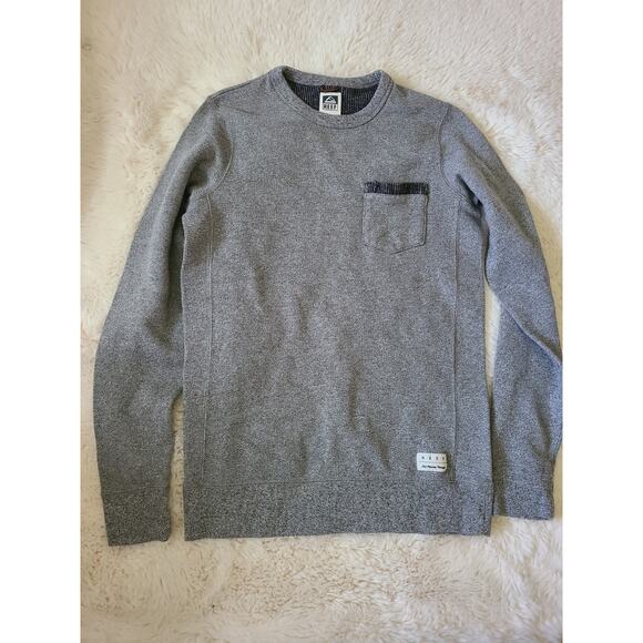 Reef Men's Gray Sweater Long Sleeved Shirt With Pocket Size Small - Picture 2 of 8
